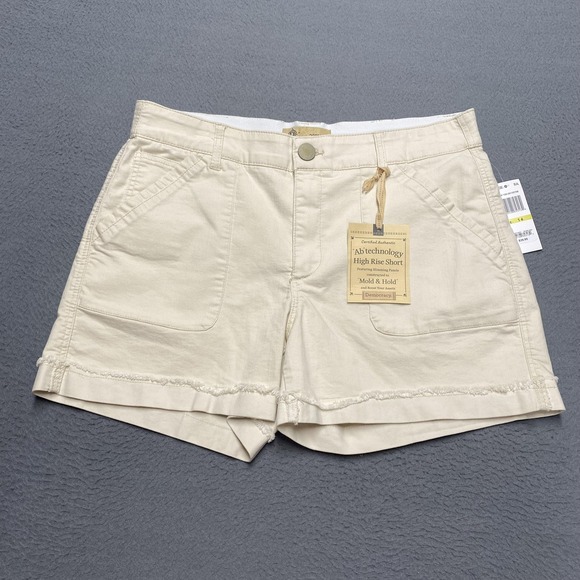 Democracy Pants - Democracy Shorts Womens 14 Beige Ab Technology High Rise Chino Slimming 5 In